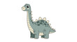 © Blythe - Cute cartoon dinosaur illustration with a long neck and green spots standing peacefully against a clean white background for kids.