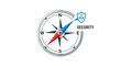 © Mich - Compass Pointing to Security Shield Icon - Cybersecurity and Risk Management Guidance Illustration