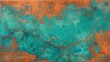 © mediavn - Abstract oxidized copper texture featuring vibrant turquoise verdigris patina and contrasting earthy rust-orange weathered metal patterns.