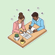 © Slon - Flat Vector Business Contract Signing Scene