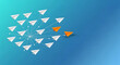 © Anwar 22 - Orange Paper Planes Leading the Way, Symbolizing Innovation, Strategic Direction, and Business Success in a Dynamic Environment
