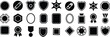 © MDSOHIDUL - Collection of badge and award silhouettes for recognition with black and white silhouette certificate recognition achievement illustration minimalist template insignia