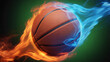 © Nargis - Flaming basketball representing intense competition, passion, and sporting energy for sports marketing, gaming, and athletic motivation content