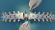 © Muhammed - Spinal disc replacement surgery concept with artificial implant between vertebrae medical illustration