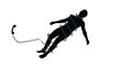 © Sher - Silhouette of a man tied up in tangled telephone cables isolated on a white background