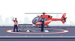 © Leo - Medical Helicopter Landing with Paramedics and Stretcher on Helipad