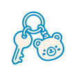 © projek - Cartoon keyring with bear charm and key isolated on white background