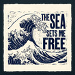© Galadriel Gesso - Woodblock print style wave graphic art with inspirational typography