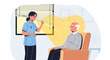 © SAPRI - Nurse Adjusts Blinds for Elderly Man Sitting in Armchair, Caring and Support