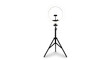 © Usman - A professional LED ring light kit featuring a glowing circular lamp mounted on a sturdy, adjustable black tripod stand, isolated on a clean white background.