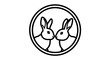 © arjuna davin - Two Rabbits Facing Each Other Inside Circle Logo.