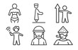 © Abstract - people icon set with seductive, qiyam, waving goodbye, man partying signs in flat outline style