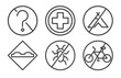 © Abstract - traffic signs icon set with no doubt, hospital, bump, no bicycle signs in flat outline style