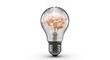 © 0712 - Human intellect represented as a glowing cerebral cortex inside a glass energy bulb to demonstrate creative thinking and discovery for innovation strategy concepts during professional business