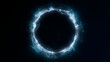 © Aksver - Abstract white electric energy ring with sparkling plasma light and glowing futuristic circular waves on dark sci fi background, seamless motion loop