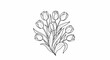 © werip - A simple sketch of a bouquet of tulips with leaves on a white background