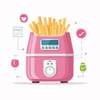 © cinta - Pink Air Fryer with French Fries and Icons
