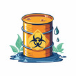 © nikoresmana7031 - Biohazard Barrel Leaking Toxic Waste with Leaves