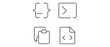 © ProvatiRani - Professional coding and software engineering vector icon set with editable stroke including terminal window, curly brackets, and copy code buttons, collection of 4 icons for modern UI design.