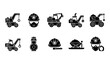 © vector design  - Construction and mining equipment icons a comprehensive set of black glyph illustrations for industrial applications