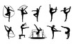 © vector design  - Elegant gymnastics silhouettes a collection of dynamic poses showcasing strength flexibility and artistic movement in black and white