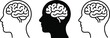 © MD MILON - Human head brain icon vector illustration showing outline and solid silhouette styles for mental process intelligence and idea concept