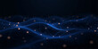 © Vactor Viky - Abstract futuristic digital network background with glowing blue nodes and flowing mesh lines forming a dynamic wave pattern, data stream visualization and neon grid system