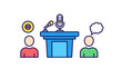 © Doni - Podium with Microphone and Speakers.