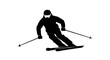 © Salman - Black and white silhouette of a professional skier in downhill action