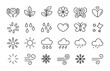 © Moni - Comprehensive set of nature weather and love symbols in line art style for modern design and interface usage.