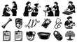 © Imsuniyah - Black  White Medical Illustration: Midwifery, Pregnancy, Childbirth, Newborn Care, and Tools Set