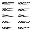 © MDFARID - collection of racing striped vehicle wrap stickers, abstract speed stripes vinyl set, performance car graphics with modern racing lines, stylish automotive wrap elements for customization.