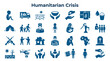 © Iconique Studio - Humanitarian Crisis Icons Representing Aid, Suffering, and Support Services