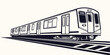 © Mamun - Perspective vector illustration of a modern subway train on a rail track isolated on white background with transport illustration monochrome perspective electric