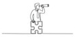 © Shuvo Mohonto - Businessman looking through telescope with a puzzle piece in one line