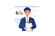 © Yeasmin - A professional medical doctor wearing a stethoscope and holding a clipboard represents a modern healthcare occupation vector illustration featuring office technology and business communication concept