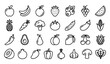 © MDSHAHIN - Fruits vegetables and berries outline icon set with fresh food linear symbols editable stroke vector