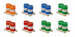 © Tusar - Colorful industrial drums on wooden pallets hazard warning symbols