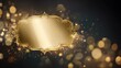 © tashechka - Golden frame with bright lights shines in a dark background