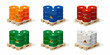 © Arabinda - Colorful chemical drums on wooden pallets with hazard warning signs