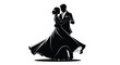 © PrimePixel Studio - Elegant bride and groom silhouette dancing gracefully together in their beautiful formal wedding day attire