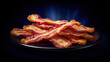 © Anna - Crispy fried bacon strips on dark plate