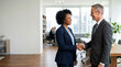 © Xenia - Diverse business partners shaking hands in a modern office. Smiling lawyers reaching an agreement after a successful meeting