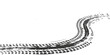 © Partha - tire track path with winding tread pattern on black background