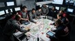 © Carol - Emergency Response Team Analyzing Tactical Map in Command Center for Crisis Management Operation