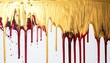 © liam turner - Golden streams cascade above crimson drips, symbolizing transformation, tension, and vitality, merging metallic brilliance with raw emotion in a striking interplay of texture, gravity, and contrast.