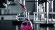 © Eric - Laboratory Experiment Depicting Chemical Reaction With Pink Dye And Scientific Equipment