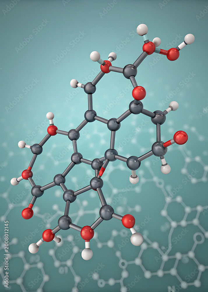 cortisol molecular structure 3d, flat model, steroid hormone ...