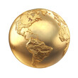 © devdesignnotes - A luxurious and highly detailed 3D rendered golden globe featuring intricately crumpled continents and smooth, reflective oceans, symbolizing wealth, global business