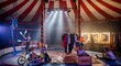 © awake - Circus performers training and preparing for a show with stage props and lighting